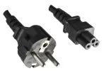 Netzkabel Europa CEE 7/7 auf C5, 0,75mm², VDE, schwarz, Länge 1,00m