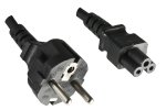 Netzkabel Europa CEE 7/7 auf C5, 0,75mm², VDE, schwarz, Länge 3,00m