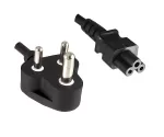 Mains cable India type D to C5, 0.75mm², 2.5A, approval: BIS, black, length 1.80m