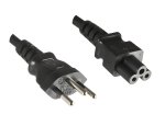 Mains cable Switzerland type J (partially insulated) to C5, 0.75mm², approval: SEV, black, length 1.80m