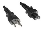 Power cord Switzerland type J (partly insulated) to C5, 0,75mm², approval: SEV, black, length 1,80m