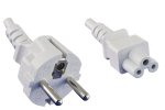 Netzkabel Europa CEE 7/7 auf C5, 0,75mm², VDE, weiß, Länge 1,80m