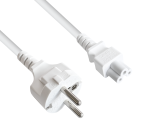 Netzkabel Europa CEE 7/7 auf C5, 0,75mm², VDE, weiß, Länge 1,80m