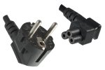 Netzkabel Europa CEE 7/7 90° auf C5 gewinkelt, 0,75mm², VDE, schwarz, Länge 3,00m