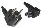 Netzkabel Europa CEE 7/7 90° auf C5 gewinkelt, 0,75mm², VDE, schwarz, Länge 3,00m
