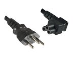 Mains cable Switzerland type J (partially insulated) to C5 90°, 0.75mm², approval: SEV, black, length 3.00m