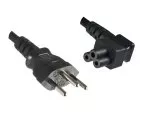 Síťový kabel Švýcarsko typ J (částečně izolovaný) k C5 90°, 0,75 mm², schválení: SEV, černý, délka 3,00 m