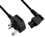 Netzkabel England UK Typ G 5A auf C5 90°, 0,75mm², Zulassung: ASTA, schwarz, Länge 3,00m