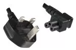 Power cable England UK type G 5A to C5 90°, 0,75mm², approval: ASTA, black, length 1,80m