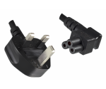 Nettkabel England UK type G 5A til C5 90°, 0,75mm², godkjenning: ASTA, svart, lengde 1,80m