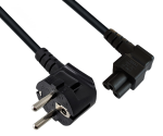Síťový kabel Europe CEE 7/7 90° na C5 úhlový, 0,75 mm², VDE, černý, délka 1,80 m