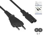 Power cord Euro plug type C to C7, 0.75mm², Euro plug/IEC 60320-C7, VDE, black, length 0.50m, DINIC Box