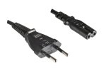 Netzkabel Eurostecker Typ C auf C7, 0,75mm², VDE, schwarz, Länge 0,50m