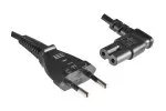 Power cord Euro plug type C to C7 90° (left, right), 0,75mm², VDE, black, length 2,00m