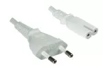 Power cord Euro plug type C to C7, 0,75mm², VDE, white, length 2,00m