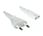 Power cord Euro plug type C to C7, 0,75mm², VDE, white, length 2,00m