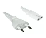 Cable de alimentación Euroconector tipo C a C7, 0,75 mm², VDE, blanco, longitud 2,00 m