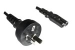 Netzkabel Argentinien Typ I auf C7, 0,75mm², Zulassung: UL de ARG, schwarz, Länge 1,80m