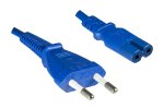 Netzkabel Eurostecker Typ C auf C7, 0,75mm², VDE, blau, Länge 1,80m
