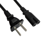 Napájecí kabel Čína NEMA 1-15P, typ A až C7, 0,75 mm², schválení: CCC, černý, délka 1,80 m