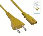 Netzkabel Eurostecker Typ C auf C7, 0,75mm², Eurostecker/IEC 60320-C7, VDE, gelb, DINIC Box mit Euroloch, Länge 1,80m