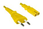 Netzkabel Eurostecker Typ C auf C7, 0,75mm², VDE, gelb, Länge 1,80m