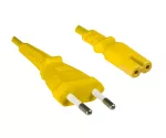 Power cord Euro plug type C to C7, 0,75mm², VDE, yellow, length 1,80m