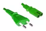 Power cord Euro plug type C to C7, 0,75mm², VDE, green, length 1,80m