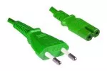 Netzkabel Eurostecker Typ C auf C7, 0,75mm², VDE, grün, Länge 1,80m
