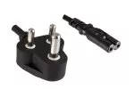 Netzkabel Indien Typ D auf C7, 0,75mm², 2,5A, Zulassung: BIS, schwarz, Länge 1,80m