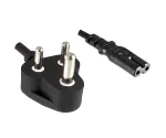 Netzkabel Indien Typ D auf C7, 0,75mm², 2,5A, Zulassung: BIS, schwarz, Länge 1,80m