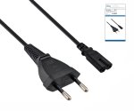 Napájací kábel Euro zástrčka typ C na C7, 0,75 mm², Euro zástrčka/IEC 60320-C7, VDE, čierny, dĺžka 0,50 m, DINIC box