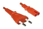 Netzkabel Eurostecker Typ C auf C7, 0,75mm², VDE, orange, Länge 1,80m