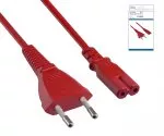 Netzkabel Eurostecker Typ C auf C7, 0,75mm², Eurostecker/IEC 60320-C7, VDE, rot, DINIC Box mit Euroloch, Länge 1,80m