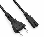 Verkkokaapeli tyyppi C Sveitsi - C7, 0,75mm², CH 2-nastainen, IEC 60884-1, SEV, musta, pituus 1,80m.