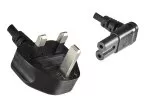 Power cord England UK type G 3A to C7 angled (bottom), 0,75mm², approval: ASTA, black, length 1,80m