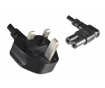 Nettkabel England UK type G 3A til C7 vinklet (venstre, høyre), 0,75 mm², godkjenning: ASTA, svart, lengde 1,80 m