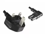 Mains cable England UK type G 3A to C7 angled (left, right), 0.75mm², approval: ASTA, black, length 1.80m
