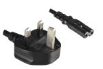 Power cable England UK type G 3A to C7, 0,75mm², approval: ASTA, black, length 1,80m