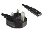 Power cable England UK type G 3A to C7, 0,75mm², approval: ASTA, black, length 1,80m