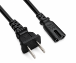 Netzkabel Amerika USA NEMA 1-15P, Typ A auf C7, AWG18, 7A, SPT, Zulassungen: UL/CSA, schwarz, Länge 1,80m