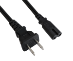 Netzkabel Amerika USA NEMA 1-15P, Typ A auf C7, AWG18, 7A, SPT, Zulassungen: UL/CSA, schwarz, Länge 1,80m