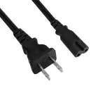 Netzkabel Amerika USA NEMA 1-15P, Typ A auf C7, AWG18, 7A, SPT, Zulassungen: UL/CSA, schwarz, Länge 1,80m