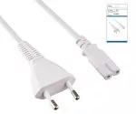 Netzkabel Eurostecker Typ C auf C7, 0,75mm², Eurostecker/IEC 60320-C7, VDE, weiß, DINIC Box mit Euroloch, Länge 2,00m