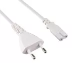 Netzkabel Eurostecker Typ C auf C7, 0,75mm², VDE, weiß, Länge 2,00m