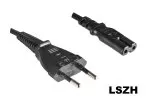 Netzkabel LSZH Eurostecker Typ C auf C7, 0,75mm², VDE, schwarz, Länge 1,80m