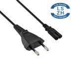 Netzkabel LSZH Eurostecker Typ C auf C7, 0,75mm², VDE, schwarz, Länge 1,80m