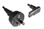 Power cable Australia type I to C7 90° down, 0.75mm², SAA, black, length 2.00m
