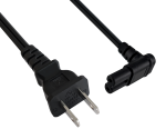 Netzkabel Amerika USA NEMA 1-15P, Typ A auf C7 90°, AWG18,  SPT, Zulassungen: UL/CSA, schwarz, Länge 1,80m