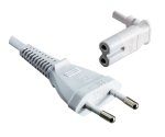 Eurostecker Typ C auf C7 90° unten, 0,75mm², VDE, weiß, Länge 2,00m
